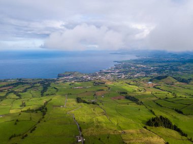 Sao Miguel Island, Azores, Portekiz Hava panoramik manzaralı