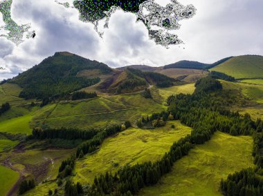 Sao Miguel Island, Azores, Portekiz Hava panoramik manzaralı