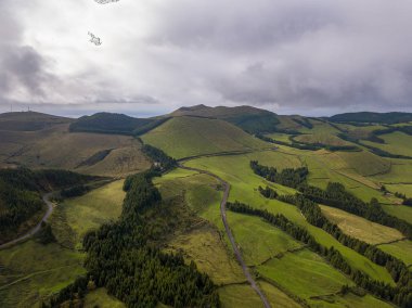 Sao Miguel Island, Azores, Portekiz Hava panoramik manzaralı