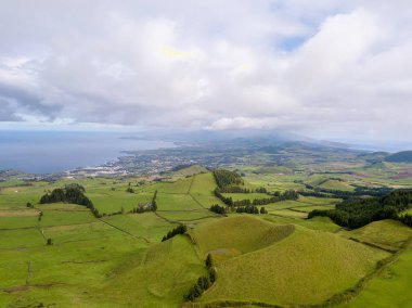 Sao Miguel Island, Azores, Portekiz Hava panoramik manzaralı