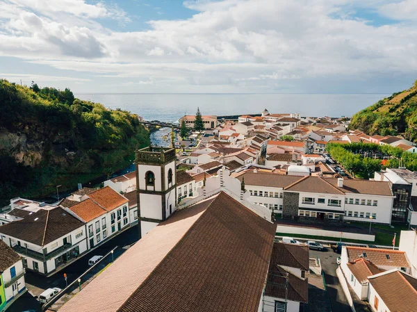 Letecký Pohled Město Mosterios Ostrově Sao Miguel Azorech Krásné Malé — Stock fotografie