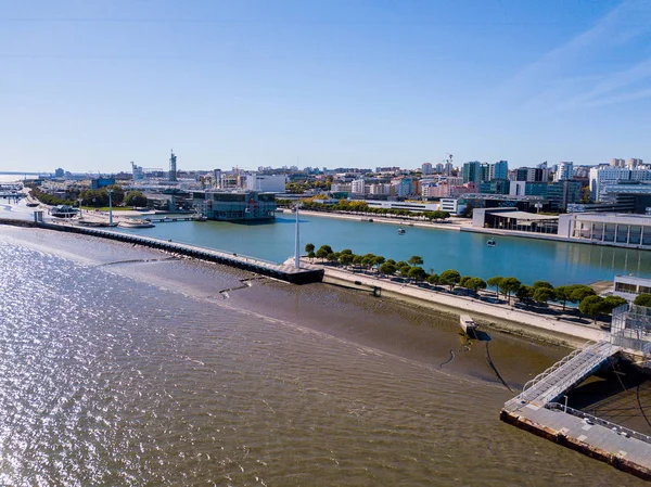 Bela Vista Aérea Cidade Lisboa Junto Teleférico Enorme Arena Altice — Fotografia de Stock