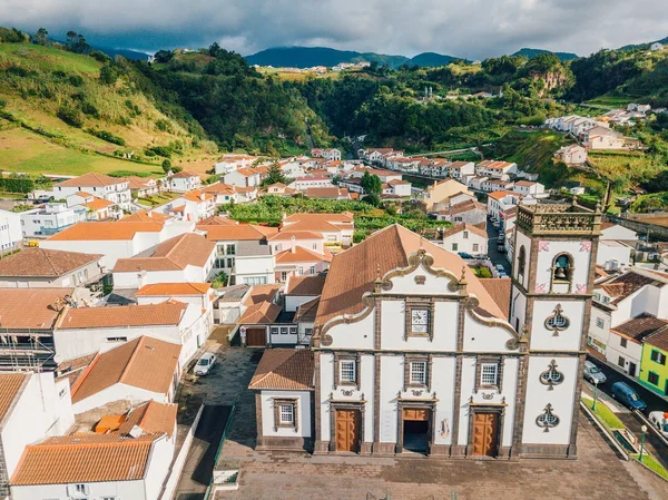 Letecký Pohled Město Mosterios Ostrově Sao Miguel Azorech Krásné Malé — Stock fotografie