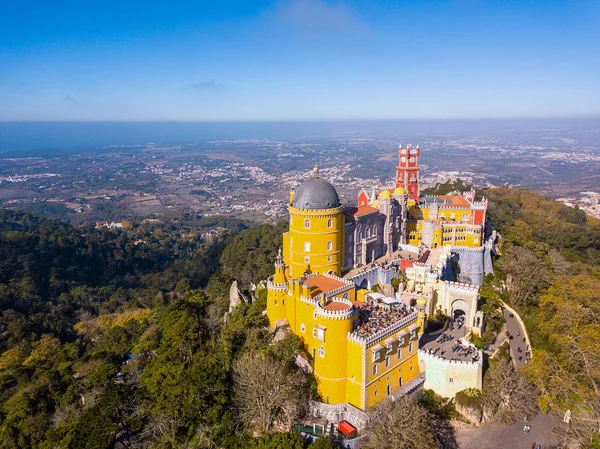 Madártávlatból Sintra Kerület Zoltán Palota Lisszabon Belvárosában Láthatáron Portugália — Stock Fotó