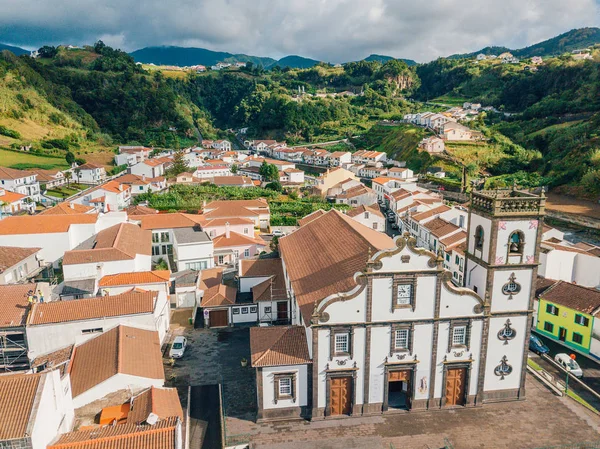 Légi Felvétel Város Mosterios Szigeten Sao Miguel Azori Szigetek Szép — Stock Fotó