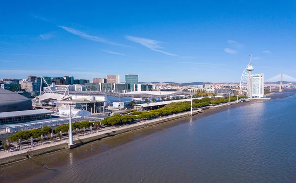 Bela Vista Aérea Cidade Lisboa Junto Teleférico Enorme Arena Altice — Fotografia de Stock