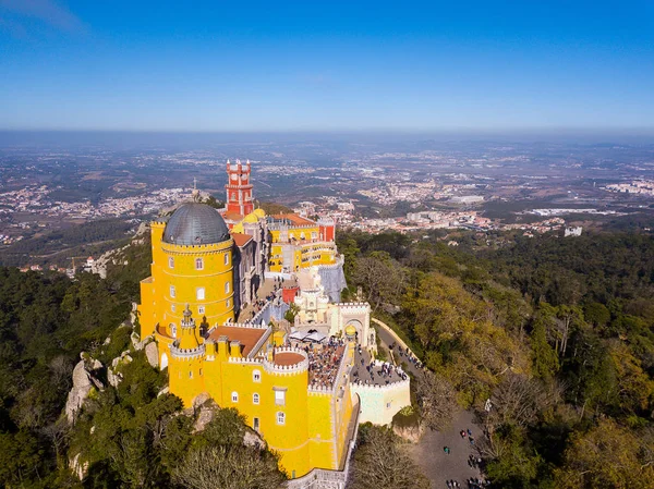 Vista Aves Sobre Distrito Sintra Palacio Penu Ciudad Lisboa Horizonte — Foto de Stock