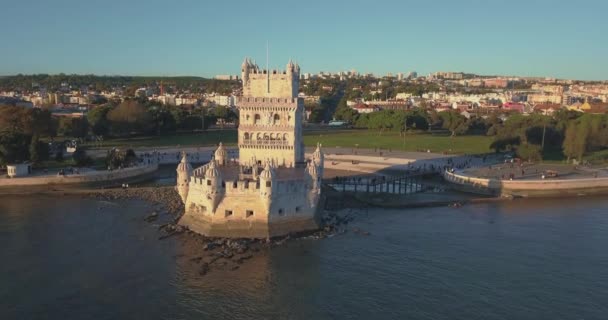 Vue Aérienne Tour Belem Lisbonne Portugal — Video
