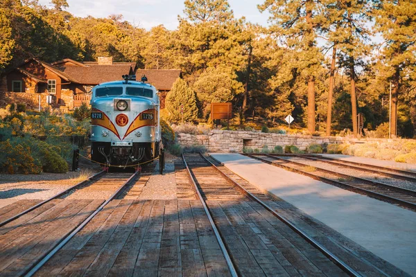 Tren Del Gran Cañón Una Parada Pueblo Del Gran Cañón — Foto de Stock