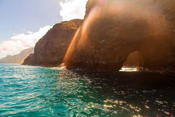 Belle Vue Sur Les Spectaculaires Falaises Côtières Pali Sur Île — Photo