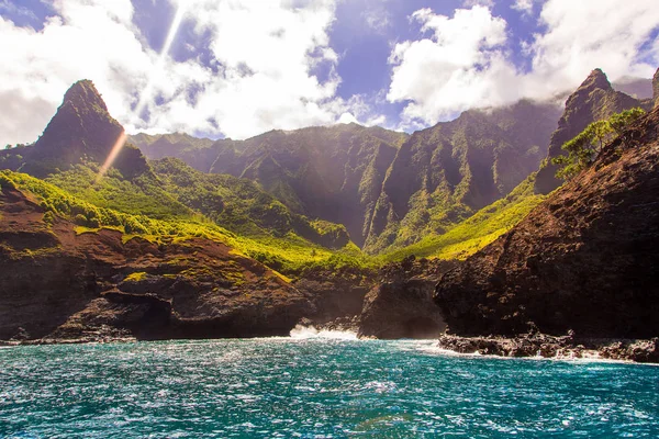 Belle Vue Sur Les Spectaculaires Falaises Côtières Pali Sur Île — Photo