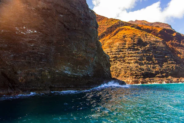 Bela Vista Das Espetaculares Falésias Costa Pali Ilha Kauai Havaí — Fotografia de Stock