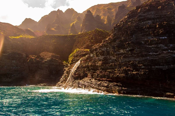 Bela Vista Das Espetaculares Falésias Costa Pali Ilha Kauai Havaí — Fotografia de Stock