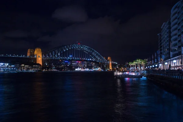 Gyönyörű Éjszaka Sydney Ben Operaház Bay Bridge Sydney Ausztrália 2017 — Stock Fotó