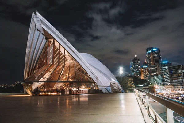 Hermosa Vista Nocturna Ópera Sídney Por Noche Sídney Australia Agosto — Foto de Stock