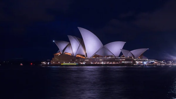Vacker Natt Med Utsikt Över Sydney Opera Huset Natten Sydney — Stockfoto