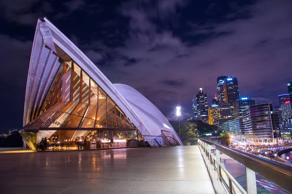 Ночной Вид Сиднейский Оперный Театр Австралийском Сиднее Август 2017 — стоковое фото