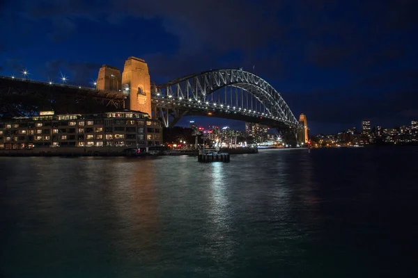 Gyönyörű Éjszaka Sydney Ben Operaház Bay Bridge Sydney Ausztrália 2017 — Stock Fotó