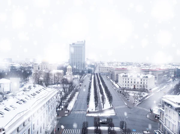 Januari 2018 Luchtfoto Winterdag Riga Letland Prachtige Oude Stad Bedekt — Stockfoto