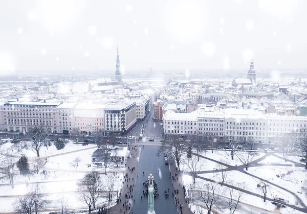 Gennaio 2018 Giornata Aerea Invernale Riga Lettonia Bellissimo Centro Storico — Foto Stock