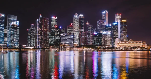 Sierpnia 2017 Singapur Night Panorama Widok Wiele Drapaczy Chmur Nad — Zdjęcie stockowe