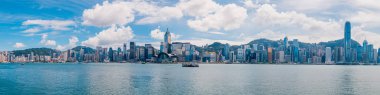 10 Eylül 2017. Hong Kong. Hong Kong şehir panoramik manzaralı, şehir manzarası güzel görünümü.