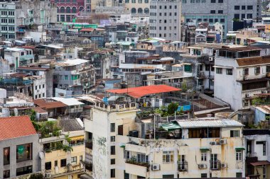 30 Ağustos 2017. Makao, Çin. En eski kirli gecekondu ikamet. Eski şehir sokakları Macao.