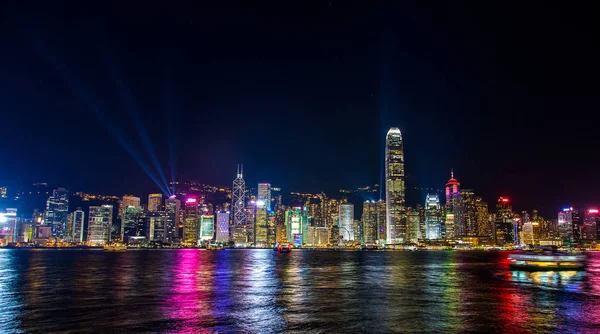 Hong Kong China Agosto 2017 Skyline Por Noche Con Luces —  Fotos de Stock