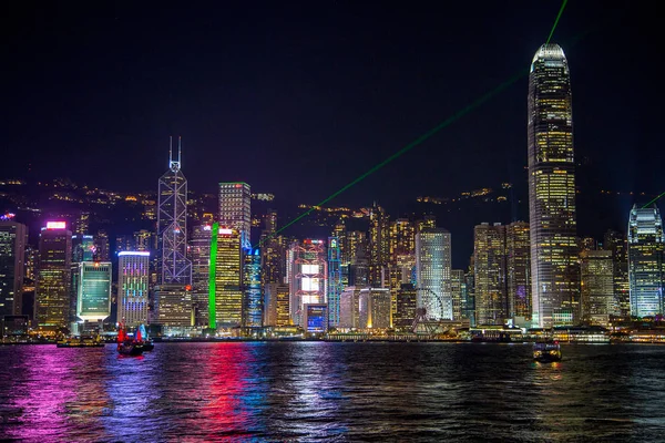 Hong Kong China Agosto 2017 Skyline Por Noche Con Luces —  Fotos de Stock