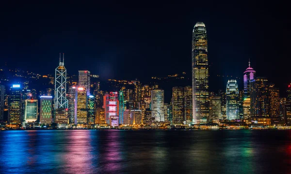 Hong Kong China Agosto 2017 Skyline Por Noche Con Luces —  Fotos de Stock