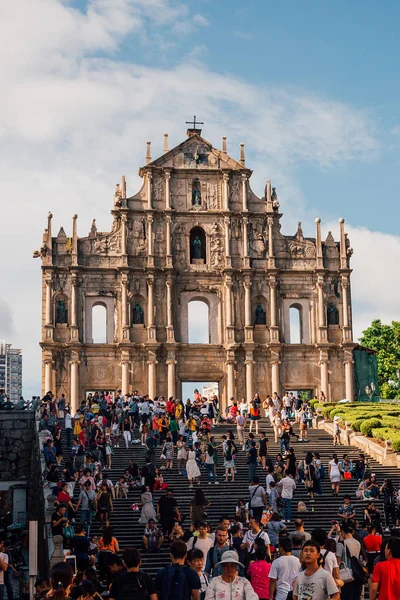 Macao Macau China August 2017 Ruins Paul Church Dramatic Sun — Stock Photo, Image