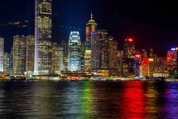 Hong Kong China Agosto 2017 Skyline Por Noche Con Luces —  Fotos de Stock