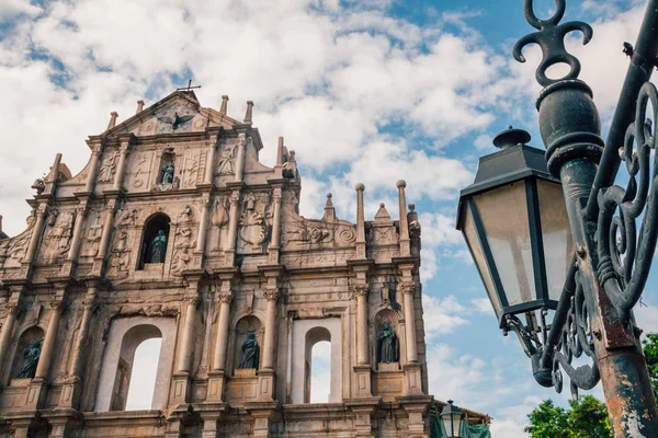 Macao Macau China August 2017 Ruins Paul Church Dramatic Sun — Stock Photo, Image