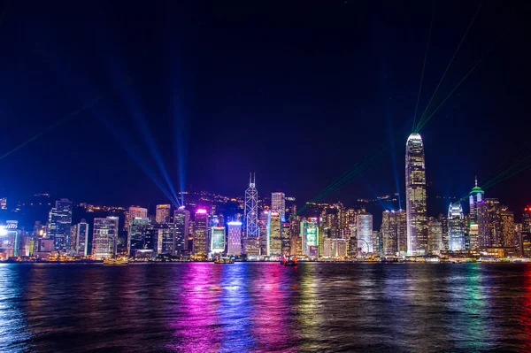 Hong Kong China Agosto 2017 Skyline Por Noche Con Luces —  Fotos de Stock