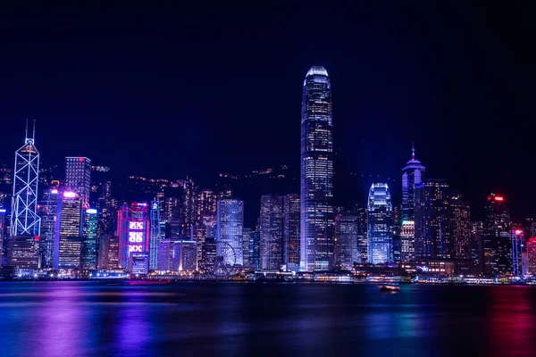 Hong Kong China Agosto 2017 Skyline Por Noche Con Luces —  Fotos de Stock