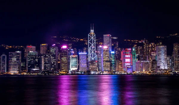 Hong Kong China Agosto 2017 Skyline Por Noche Con Luces —  Fotos de Stock