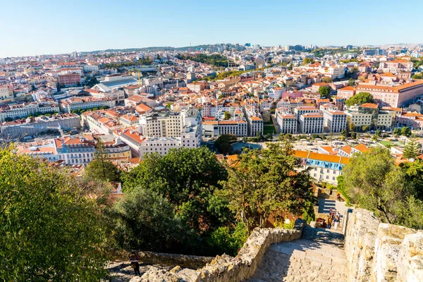 Luftaufnahme Der Altstadt Von Lissabon Von Der Burg Auf Dem — Stockfoto