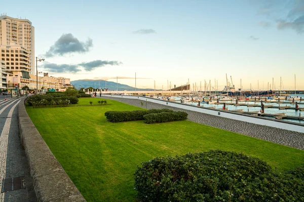 Blick Auf Die Altstadt Mit Hafen Ponta Delgada Hauptstadt Der — Stockfoto