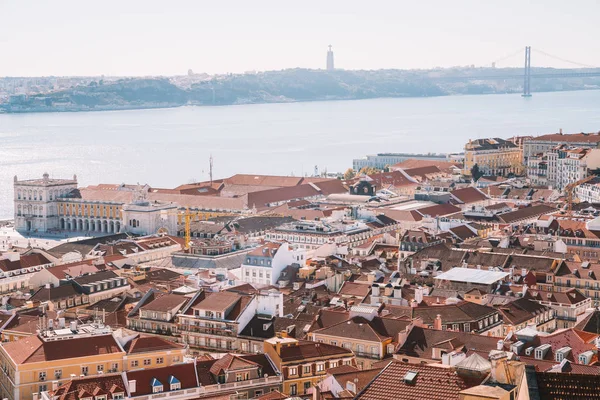 Vista Aérea Cidade Velha Lisboa Partir Castelo Topo Colina Portugal — Fotografia de Stock