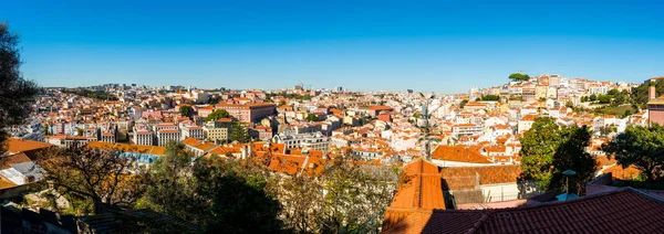 Widok Lotu Ptaka Starówki Miasta Lizbona Zamku Szczycie Wzgórza Portugalii — Zdjęcie stockowe