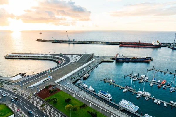 Vista Para Cidade Velha Com Porto Ponta Delgada Capital Dos — Fotografia de Stock