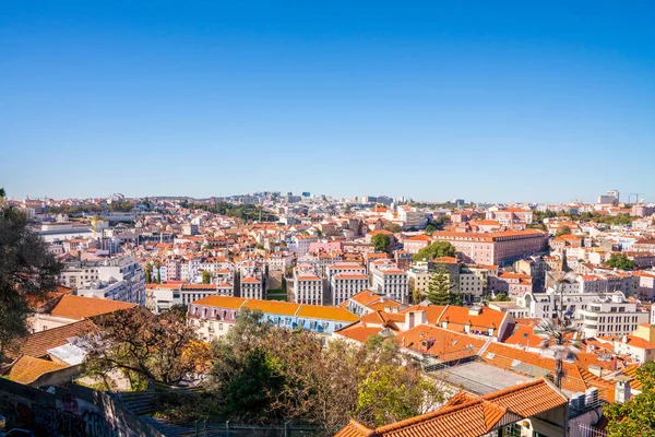 Luftaufnahme Der Altstadt Von Lissabon Von Der Burg Auf Dem — Stockfoto