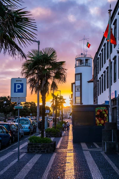 Ponta Delgada Portugalsko Listopadu 2017 Výhledem Staré Město Přístavem Ponta — Stock fotografie