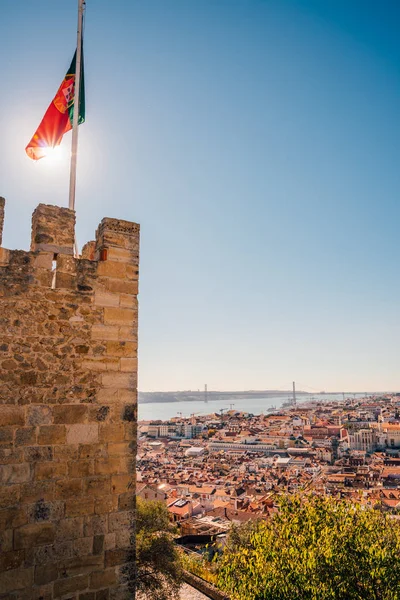Εναέρια Άποψη Της Πόλης Της Λισαβόνας Παλιάς Πόλης Από Κάστρο — Φωτογραφία Αρχείου