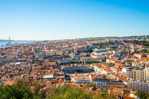 Luftaufnahme Der Altstadt Von Lissabon Von Der Burg Auf Dem — Stockfoto