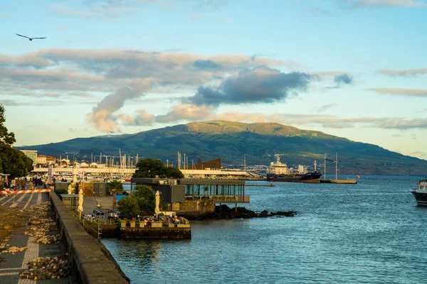 Výhledem Staré Město Přístavem Ponta Delgada Hlavní Město Azor Ostrově — Stock fotografie