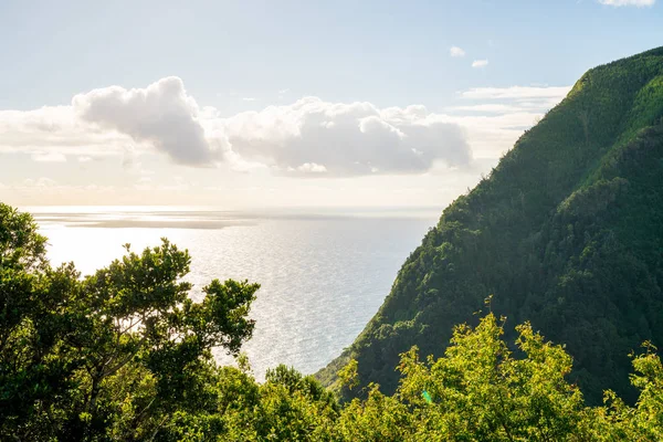 Bela Vista Natureza Sobre Açores Com Pequenas Aldeias Reboques Campos — Fotografia de Stock