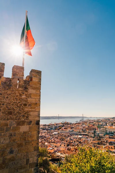 Εναέρια Άποψη Της Πόλης Της Λισαβόνας Παλιάς Πόλης Από Κάστρο — Φωτογραφία Αρχείου