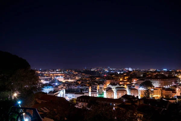 Yukarıdan Lizbon Şehir Güzel Hava Gece Görüntüsü — Stok fotoğraf