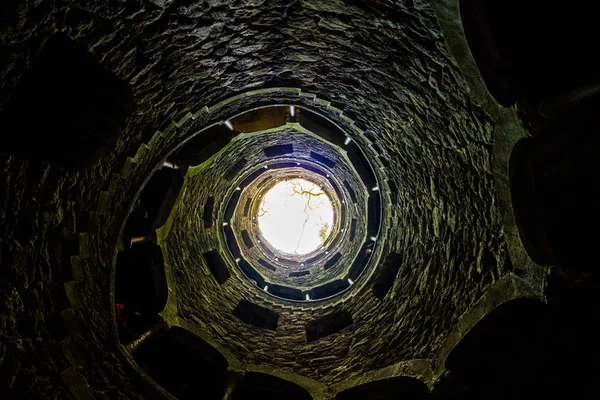 The famous Initiation Well at Quinta da Regaleira, Sintra, Portugal